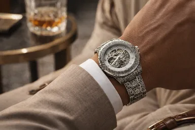 KHRIST Premium Fully Automatic Mechanical Analog Watch for Men | Exposed Working Gears Dial & Transparent Case Back | Precision Engineering, Luxury Craftsmanship & Timeless Elegance thumbnail 4