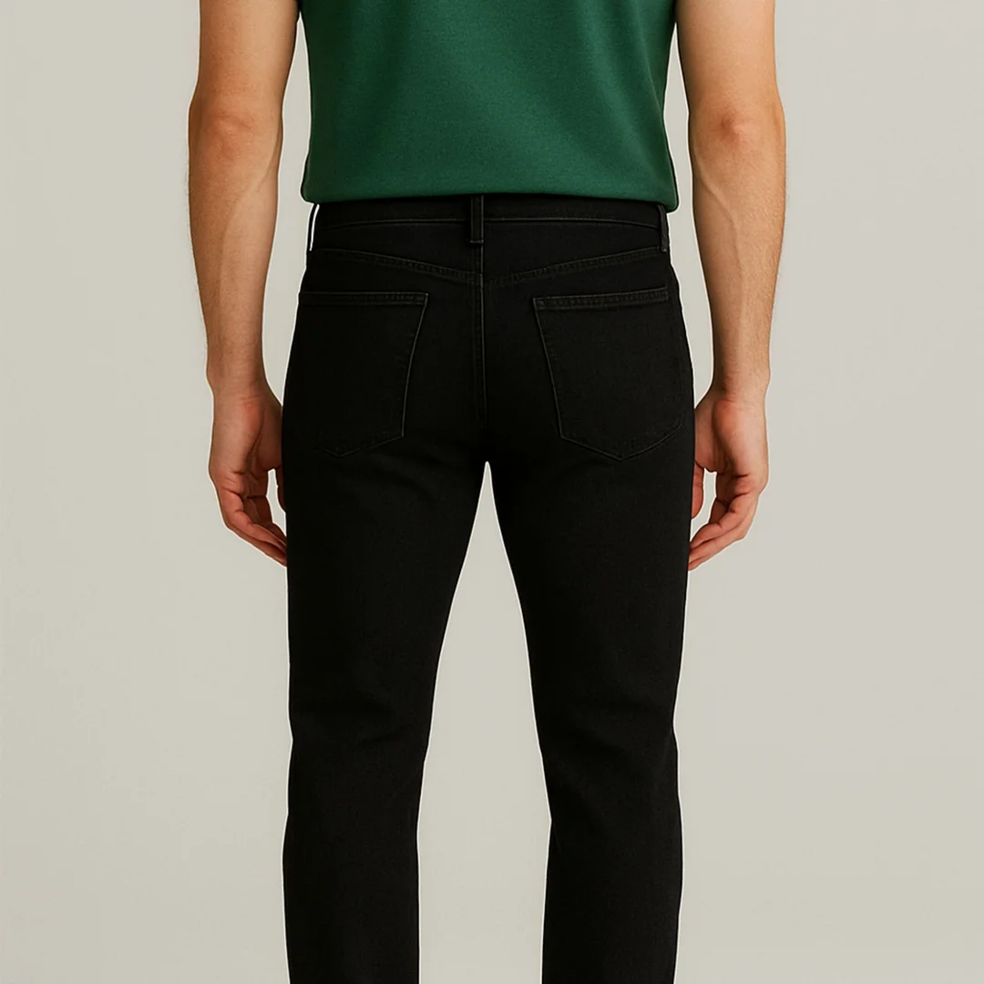 Men’s Straight Fit Stretch Black Jeans | Comfortable Casual Denim Pants | Slim & Durable Everyday Wear image 2