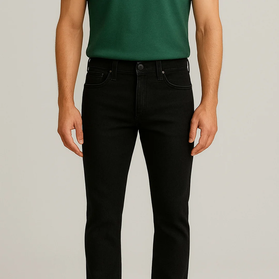Men’s Straight Fit Stretch Black Jeans | Comfortable Casual Denim Pants | Slim & Durable Everyday Wear image 1