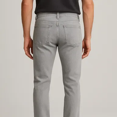 Men’s Straight Fit Stretch Denim Grey Jeans | Comfortable Casual Cotton Blend Pants | Slim & Durable Everyday Wear thumbnail 1