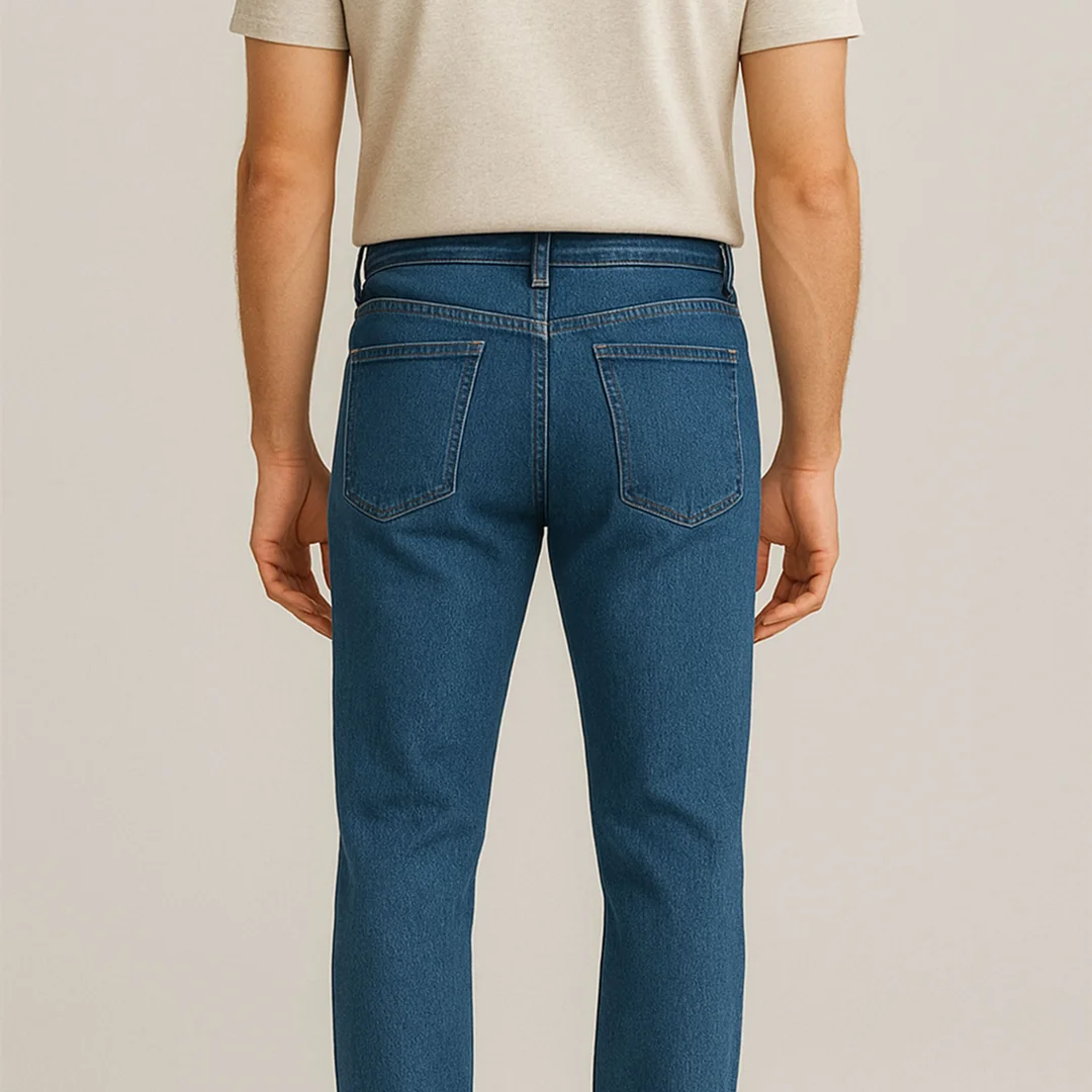 Men’s Straight Fit Stretch Blue Jeans | Comfortable Casual Cotton Blend Pants | Slim & Durable Everyday Wear image 2