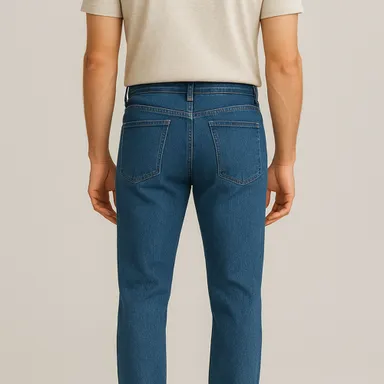 Men’s Straight Fit Stretch Blue Jeans | Comfortable Casual Cotton Blend Pants | Slim & Durable Everyday Wear thumbnail 1