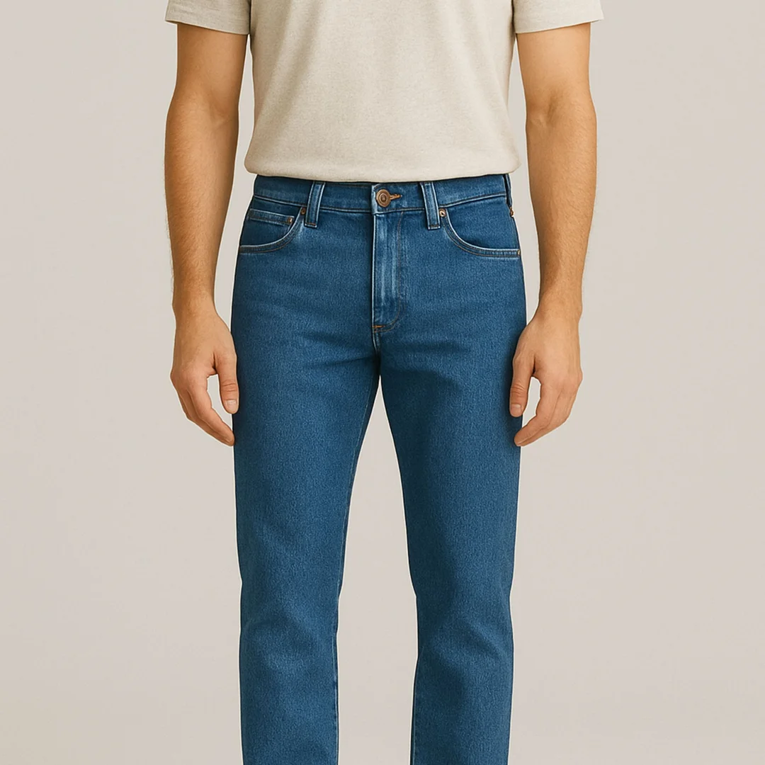 Men’s Straight Fit Stretch Blue Jeans | Comfortable Casual Cotton Blend Pants | Slim & Durable Everyday Wear image 1
