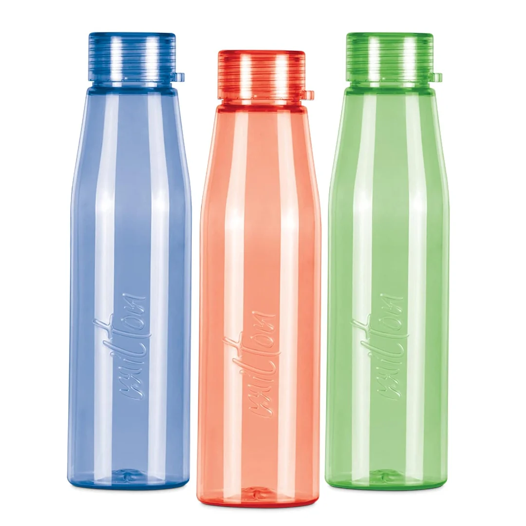 MILTON Ripple 1000 ml (946 ml) PET Water Bottle Set of 3 – BPA-Free Reusable Leak-Proof Plastic Hydration Bottles for Home, Office, Gym & Travel (color may vary) image 1