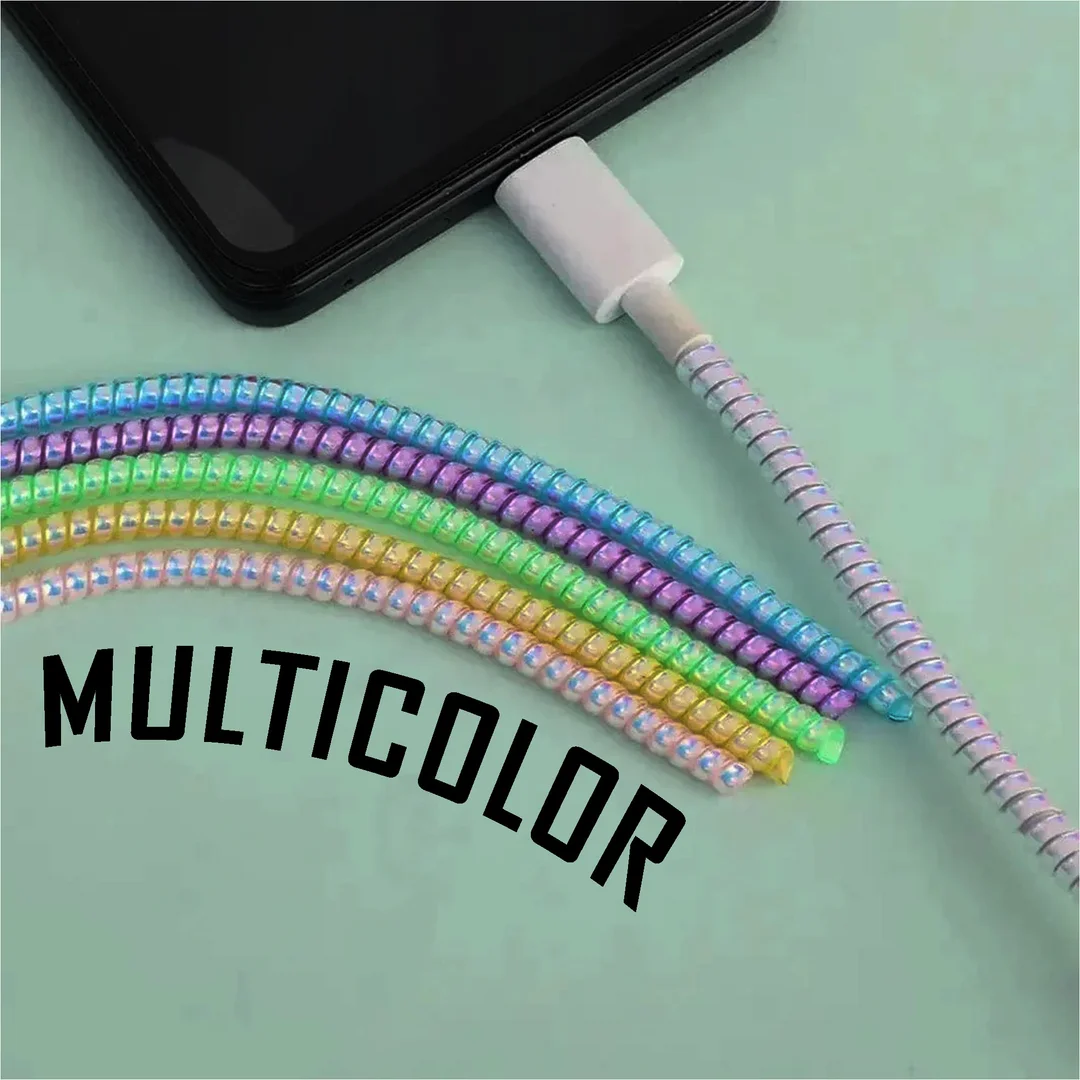 Premium Spiral Cable Protector 1.5 M | Multicolour Plastic Cord Wire Charger Protector |Organiser for iPhone Android USB Earphones Charger Cable Safety Wrap image 2