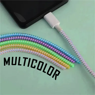 Premium Spiral Cable Protector 1.5 M | Multicolour Plastic Cord Wire Charger Protector |Organiser for iPhone Android USB Earphones Charger Cable Safety Wrap thumbnail 1
