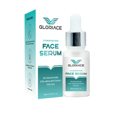 GLORIACE 2% Salicylic Acid Acne Control Serum 30 ml for Pimples, Blackheads, Whiteheads, Excess Oil Reduction and Clear Looking Skin thumbnail 0