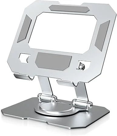Adjustable 360° Rotating Tablet Stand with Ergonomic Foldable Portable Laptop |Tablet Holder Compatible with Phones iPad Android Samsung Devices Silver image 1
