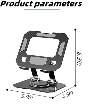 Adjustable 360° Rotating Tablet Stand with Ergonomic Foldable Portable Laptop |Tablet Holder Compatible with Phones iPad Android Samsung Devices Silver thumbnail 1