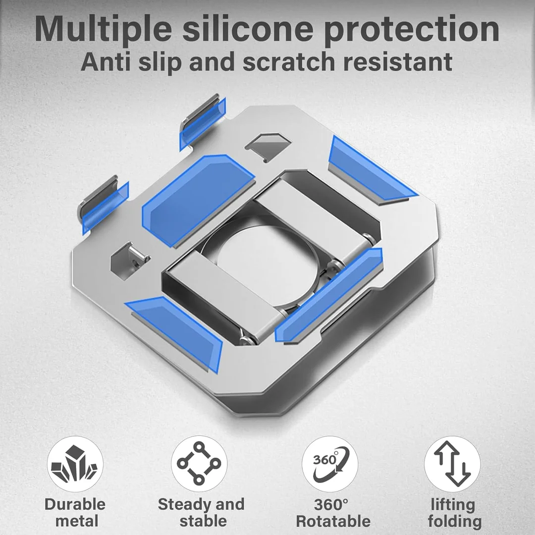 Adjustable 360° Rotating Tablet Stand with Ergonomic Foldable Portable Laptop |Tablet Holder Compatible with Phones iPad Android Samsung Devices Silver image 4