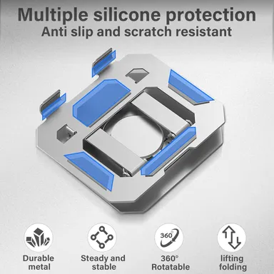 Adjustable 360° Rotating Tablet Stand with Ergonomic Foldable Portable Laptop |Tablet Holder Compatible with Phones iPad Android Samsung Devices Silver thumbnail 3