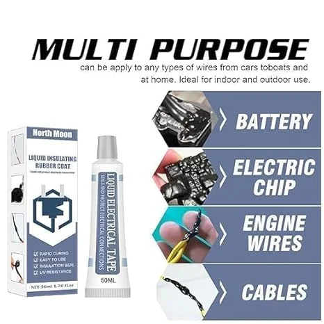 North Moon Liquid Electrical Insulating Rubber Coat | 50 ml Rapid Curing UV-Resistant Electrical Tape for Sealing & Protecting Wires and Connections image 2