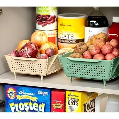 Plastic Foldable Storage Basket Collapsible Plastic Organizer for Kitchen Pantry Bathroom Office Multipurpose Storage with Handles Pack of 1 thumbnail 1