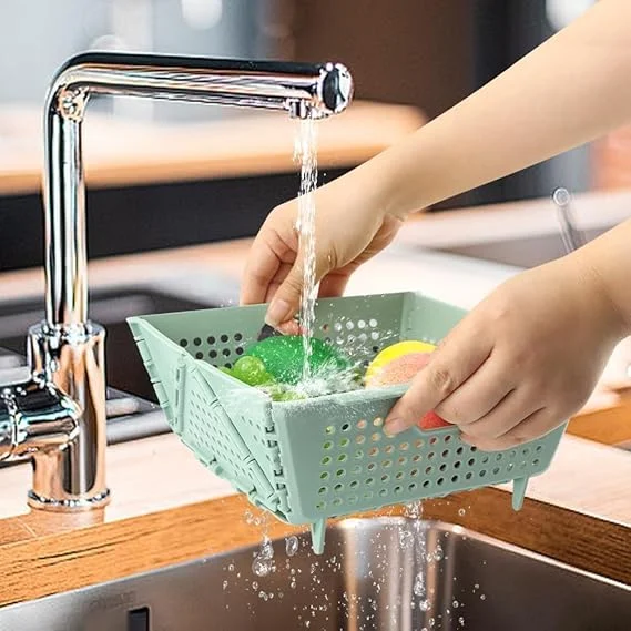 Plastic Foldable Storage Basket Collapsible Plastic Organizer for Kitchen Pantry Bathroom Office Multipurpose Storage with Handles Pack of 1 image 3