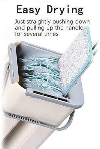 Microfiber Flat Mop with Bucket Hands‑Free Squeeze Floor Cleaning System Extra Reusable Mop Pads Stainless Steel Handle Deep Clean Dust |Dirt Removal Home Floor Mop thumbnail 1