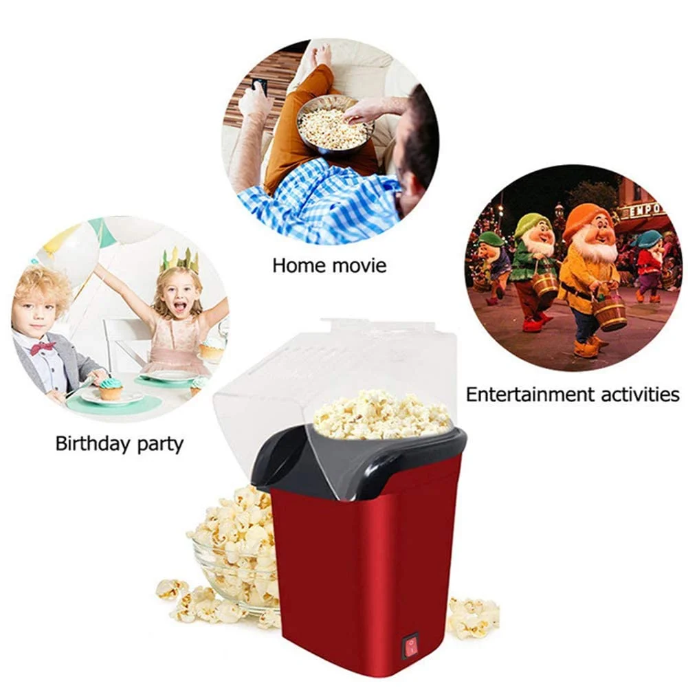 Electric Hot Air Popcorn Maker Machine for Home | Stoveless Oil-Free Popcorn Popper | Red Compact Countertop Popcorn Popper for Quick Snacks, Parties, Movie Nights image 8