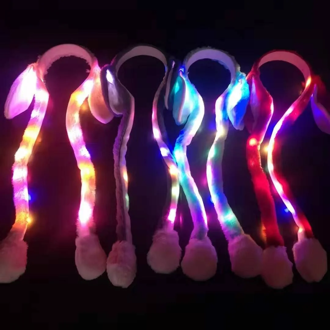 LED Light-Up Bunny Ear Headband | Glowing Plush Hairband for Kids, Teens & Party Wear | Colorful Flashing Ears image 1