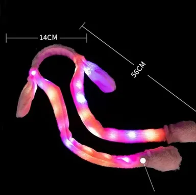 LED Light-Up Bunny Ear Headband | Glowing Plush Hairband for Kids, Teens & Party Wear | Colorful Flashing Ears thumbnail 2