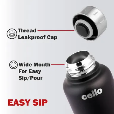 Cello 500ml Stainless Steel Double Wall Insulated Flask Bottle – Vacuum Leak Proof Hot & Cold Thermosteel Water Bottle for Office Gym Travel thumbnail 1
