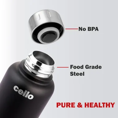 Cello 500ml Stainless Steel Double Wall Insulated Flask Bottle – Vacuum Leak Proof Hot & Cold Thermosteel Water Bottle for Office Gym Travel thumbnail 2