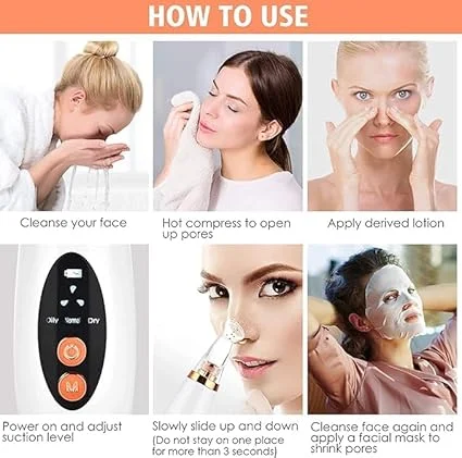 CHAMPEX 1 Multi-function Blackhead Remover Electric Derma Suction Machine | USB Rechargeable Acne Pimple Vacuum Facial Cleanser Device for Nose & Skin Care image 4