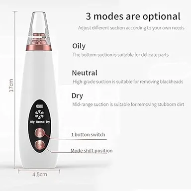 CHAMPEX 1 Multi-function Blackhead Remover Electric Derma Suction Machine | USB Rechargeable Acne Pimple Vacuum Facial Cleanser Device for Nose & Skin Care thumbnail 0