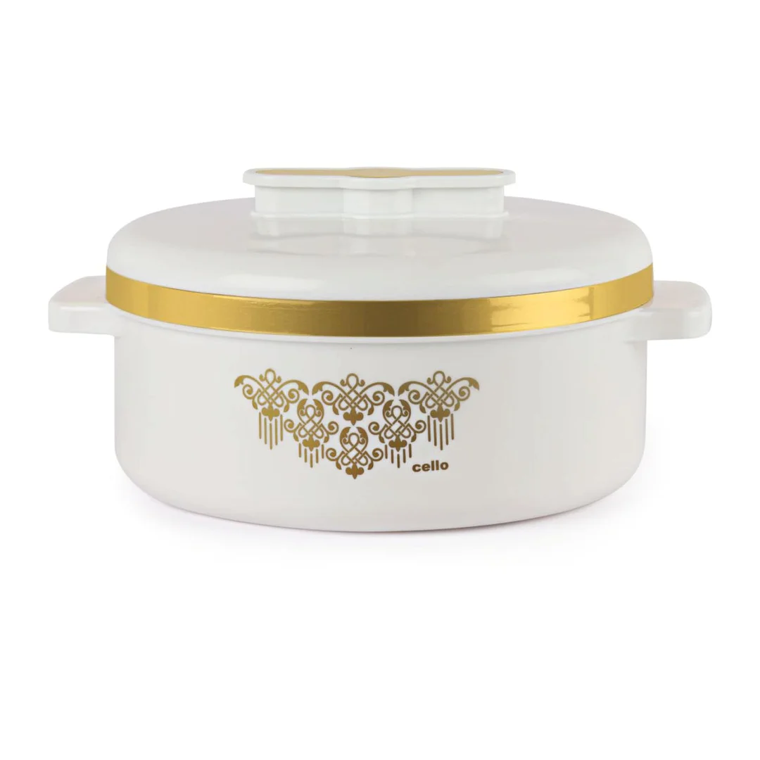 CELLO Exotic 2500ml Stainless Steel Insulated Casserole with Firm Twist Lock – Hot & Cold Food Storage, Durable & Break-Resistant | White image 1