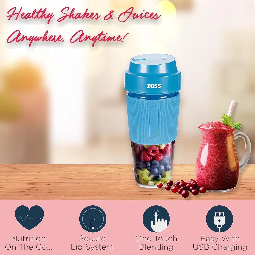 BOSS Smoothie Maker & Portable Electric USB Juice Maker Juicer Bottle Blender Mixer, Rechargeable Bottle – Compact & Travel-Friendly USB Blender image 2
