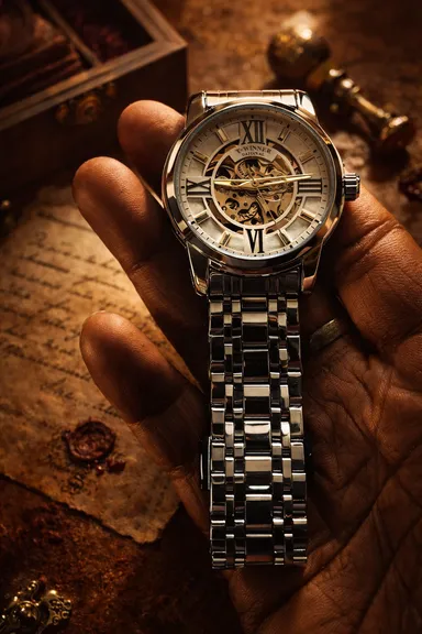 KHRIST Premium Fully Automatic Mechanical Analog Watch for Men | Exposed Working Gears Dial & Transparent Case Back | Precision Engineering, Luxury Craftsmanship & Timeless Elegance thumbnail 9
