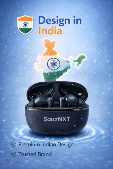 SouzNXT Bolt True Wireless Earbuds with 46H Playtime| Deep Bass, ENC Clear Calling, Type-C Fast Charging, Bluetooth 5.4| Sweatproof Stereo Earphones for Gaming, Music, and Calls thumbnail 5