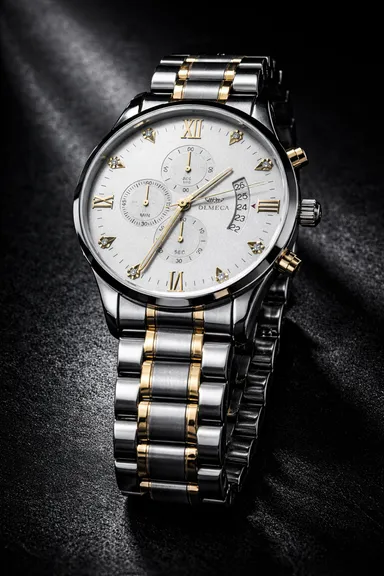 OLMECA Premium Dual-Tone Fully Automatic Chronograph Watch with Fully Working Three-Eye Dial & Date Display thumbnail 3