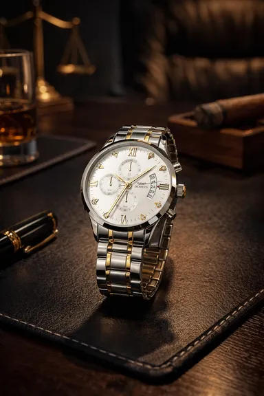 OLMECA Premium Dual-Tone Fully Automatic Chronograph Watch with Fully Working Three-Eye Dial & Date Display thumbnail 4