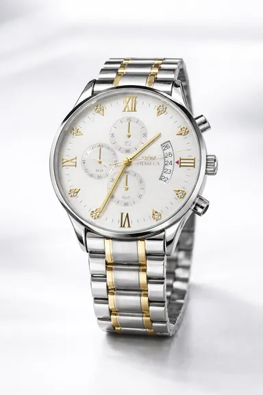 OLMECA Premium Dual-Tone Fully Automatic Chronograph Watch with Fully Working Three-Eye Dial & Date Display thumbnail 5