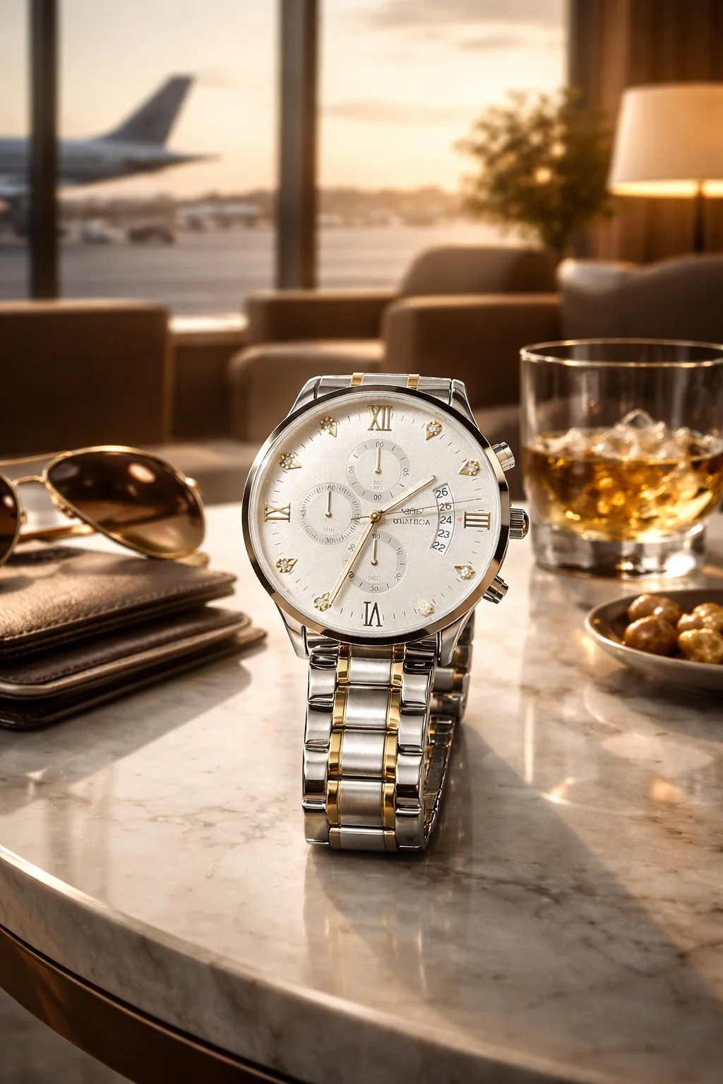 OLMECA Premium Dual-Tone Fully Automatic Chronograph Watch with Fully Working Three-Eye Dial & Date Display image 8