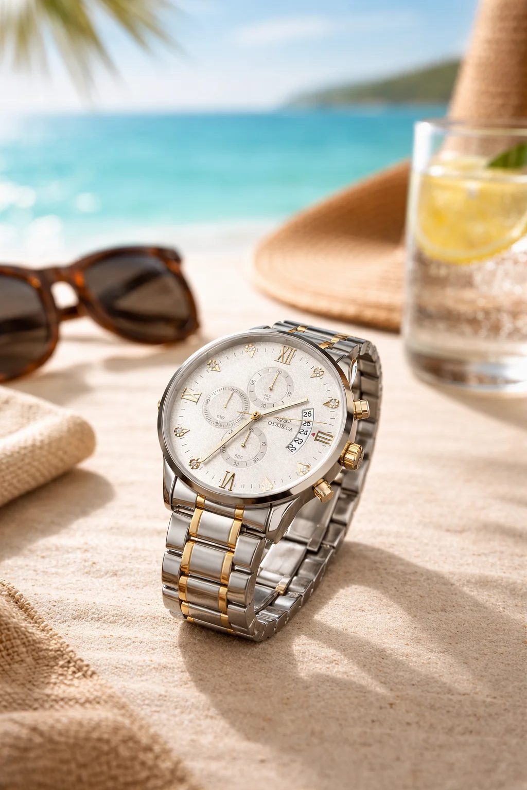 OLMECA Premium Dual-Tone Fully Automatic Chronograph Watch with Fully Working Three-Eye Dial & Date Display image 9