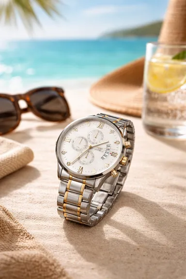 OLMECA Premium Dual-Tone Fully Automatic Chronograph Watch with Fully Working Three-Eye Dial & Date Display thumbnail 8