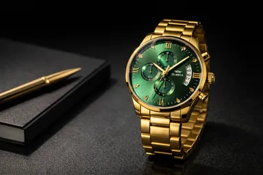 OLMECA Premium Dual-Tone Fully Automatic Chronograph Watch with Fully Working Three-Eye Dial & Date Display thumbnail 1