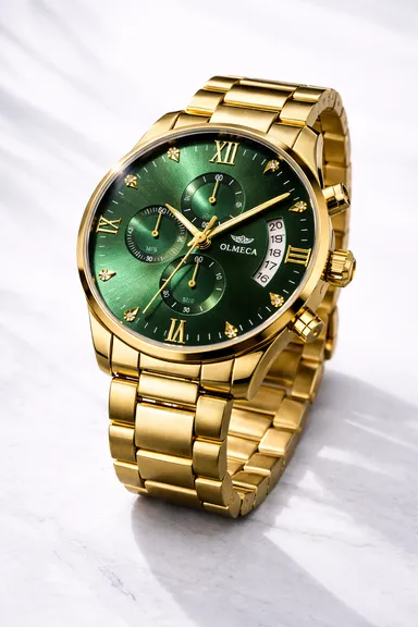 OLMECA Premium Dual-Tone Fully Automatic Chronograph Watch with Fully Working Three-Eye Dial & Date Display thumbnail 2
