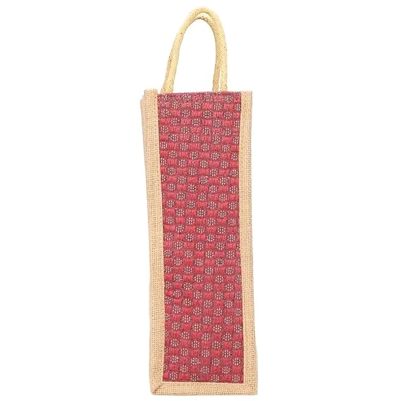 Fabric Jute Water Bottle Bag With Handles – Pack Of 2 | Reusable Eco Friendly Jute Bottle Carrier Bag For 1L 1.5L 2L Bottles | Blue Red Stylish Durable Gift Bag India image 3