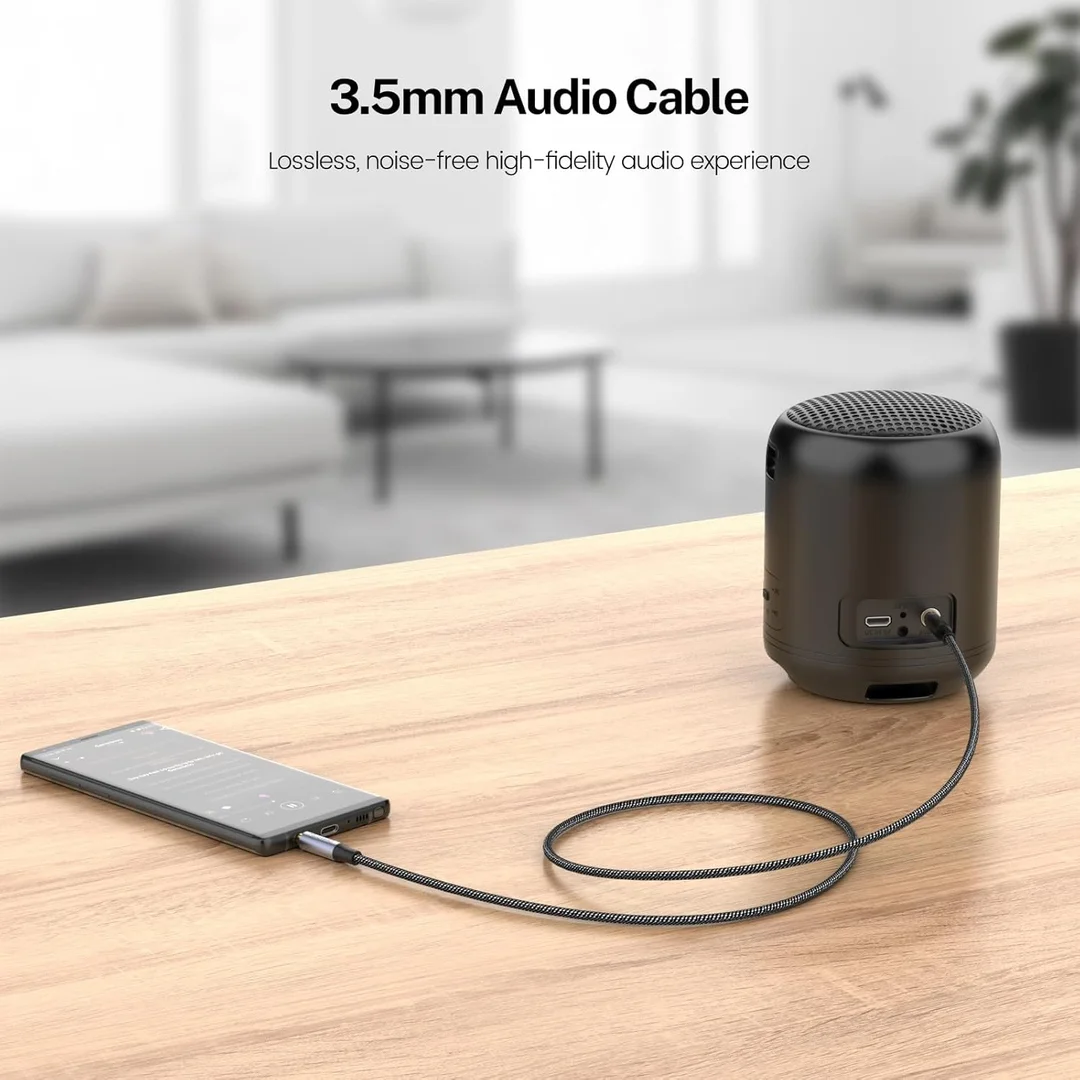 Audio Aux Cable Nylon Braided Stereo Jack Cord for Phones| Headphones, Speakers, Tablets, PCs, Music Players |Black image 2