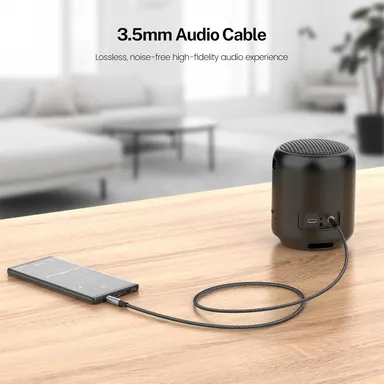 Audio Aux Cable Nylon Braided Stereo Jack Cord for Phones| Headphones, Speakers, Tablets, PCs, Music Players |Black thumbnail 1