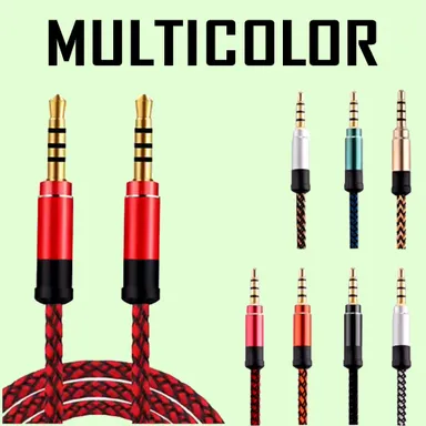 Audio Aux Cable Nylon Braided Stereo Jack Cord for Phones| Headphones, Speakers, Tablets, PCs, Music Players |Black thumbnail 3
