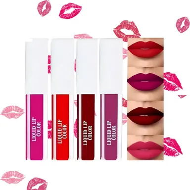Vagons 4pc Liquid Lipstick Red Edition -30 ml Each|Waterproof Smudge-Proof High-Pigment Red Shades thumbnail 0