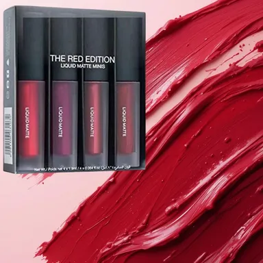 Vagons Ultra Matte Bold Liquid Lipstick Set of 4 Reds 30 ml Long Lasting Smudge Proof High Pigment Lip Colour India thumbnail 0