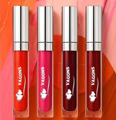 Vagons Red Finish Liquid Lipstick 4 Pack Combo 30 ml | Long‑Lasting Matte Red Lip Colour Set | Waterproof Smudge‑Proof High Pigment Lip Makeup thumbnail 0