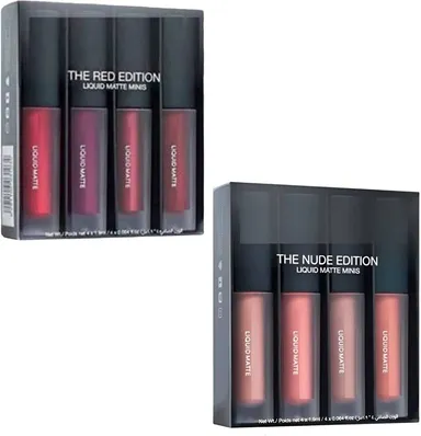 Liquid Lipstick Collection -8 Waterproof Shades in Red and Nude|Long-Lasting Smudge-Proof Matte Lipsticks for Women|Smooth Application|Premium Cosmetic Kit thumbnail 0