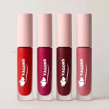 Fiery Red 4-Piece Waterproof Matte Lipstick Set for Women long lasting liquid lipstick combo bold red shades smudgeproof transferproof vibrant lip colour gift pack thumbnail 0