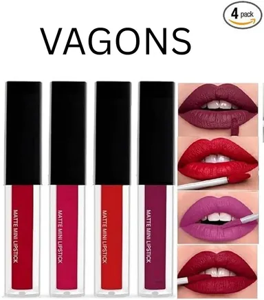 Scarlet Edition Mini Matte Liquid Lipstick Set of 4 -Long Lasting Waterproof Smudge Proof Shades for Women Daily Wear Party Bridal Makeup thumbnail 0