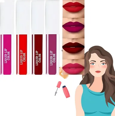 Scarlet Touch Liquid Lipstick Set | 4 Bold Red Waterproof Ultra Matte Shades for Party, Wedding & Long-Lasting Makeup thumbnail 0