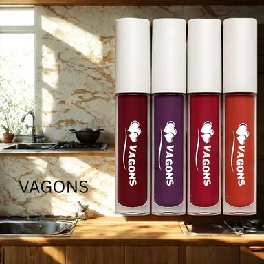 Red Waterproof Lipstick Quad 4 Pcs Long Lasting Smudge Proof Matte Liquid Lipstick Set for Women Daily Wear Party Bridal Makeup  thumbnail 0